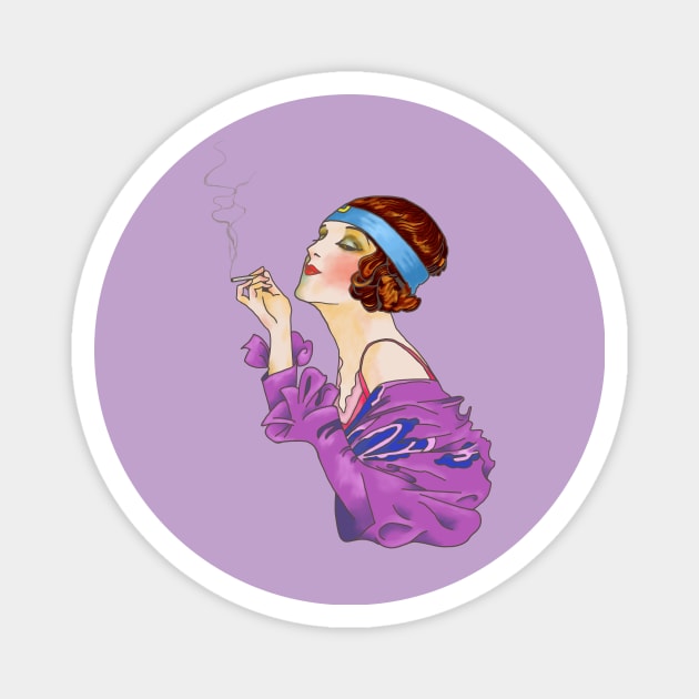 Smoking Lady Magnet by Soth Studio